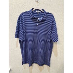 Peter Millar Polo Shirt‎ Mens XL Purple Navy Stripe Golf Tech Stretch Casual